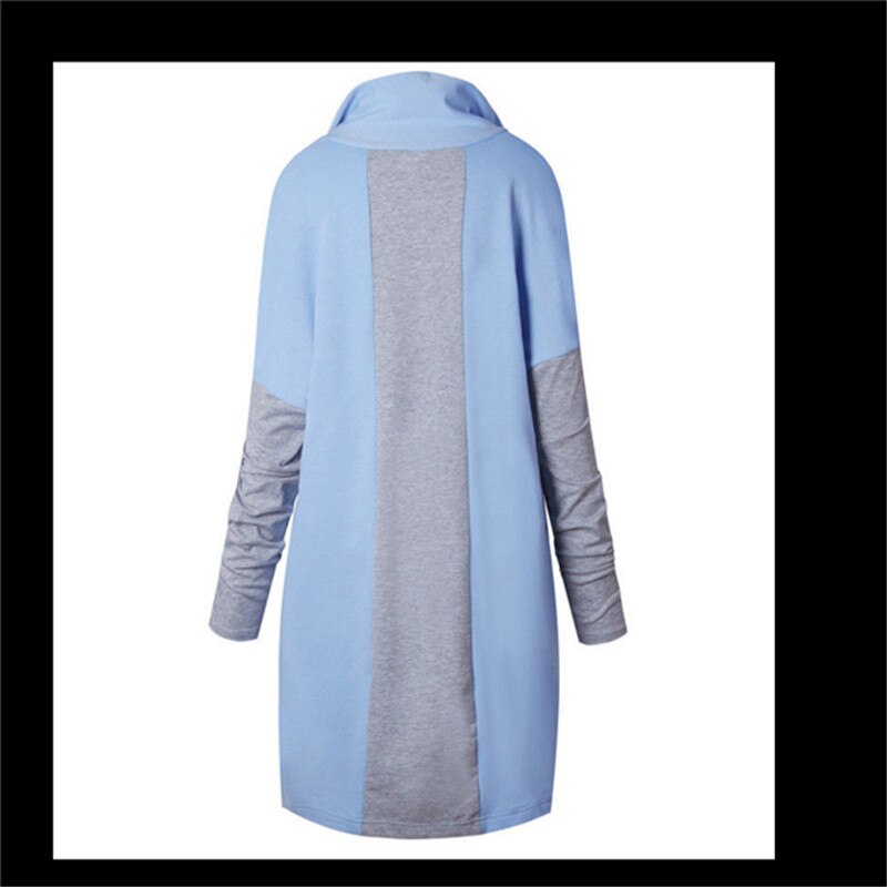 Hoody Lange Vesten Lente Bovenkleding Jassen Vrouwelijke Herfst Vrouwen Mode Kleding Patchwork Casual Lange Jas: blue / L