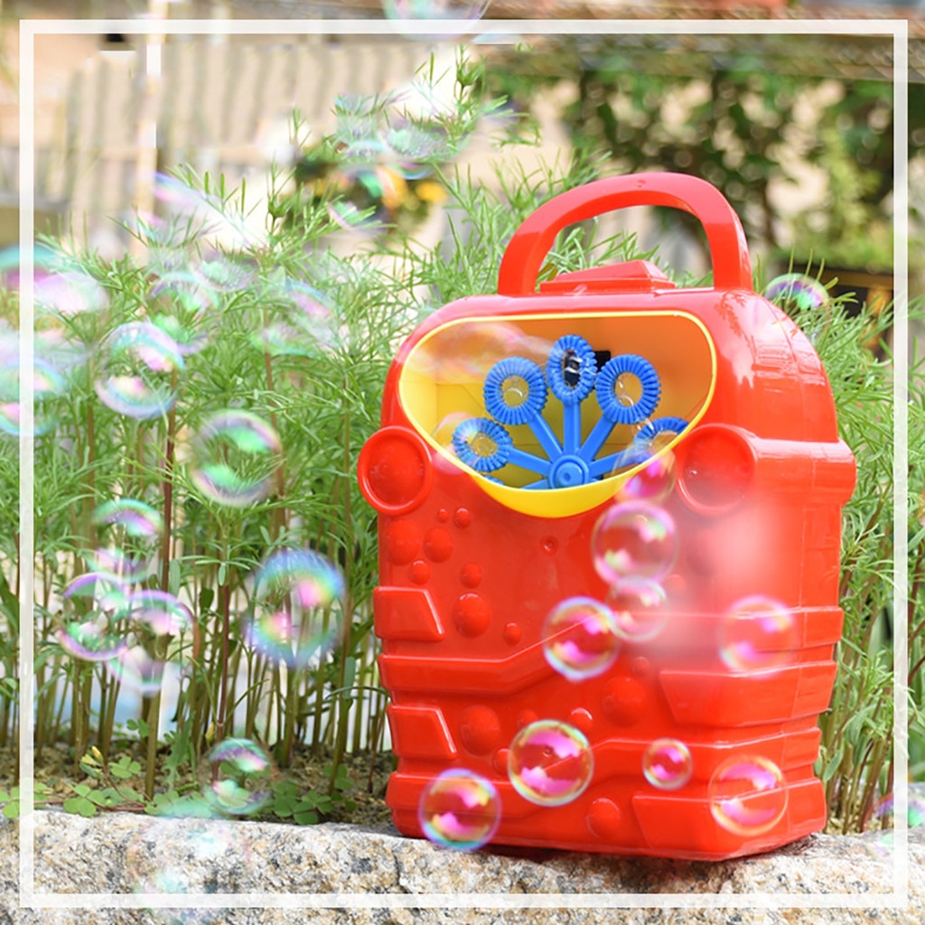 Kids Cute Funny Red Cartoon Automatic Electric Bubble Machine Blower Handle Battery Powered Outdoor Sports Soap Bubble Maker Toy: Blue