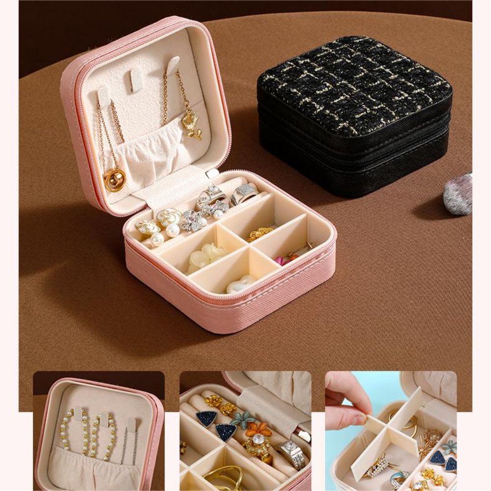 Boîte de rangement de bijoux Portable, boîte de rangement de bijoux de voyage élégante avec Solution à plusieurs compartiments pour femmes