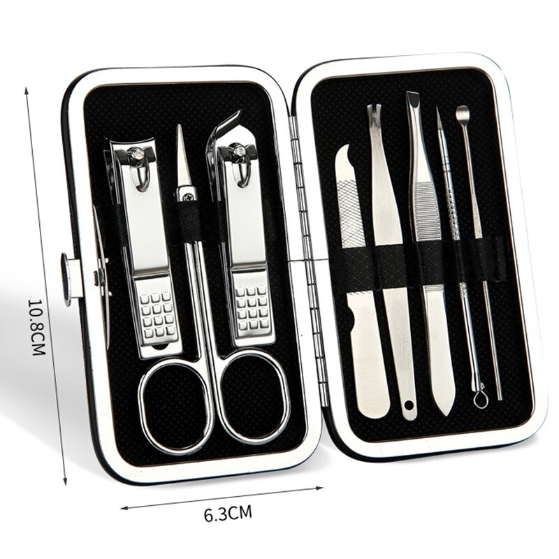 8pcs Nail Clip Set Stainless Steel Nail Scissors Clipper Cutter Trimmer Manicure Fingernail Toenail M88