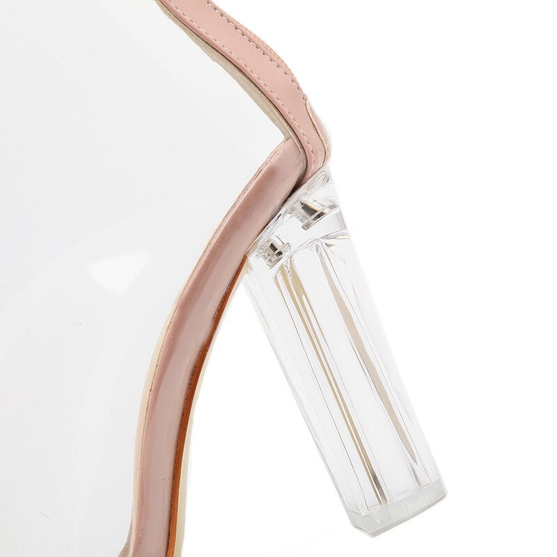 Novelty Clear Heels Women Sandals Cross-Strap High Summer Sandals Solid Casual Lace-Up Shoes 2121 Nice