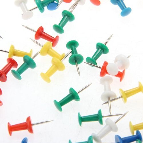 SOSW-100pcs Coloured Push Pin Drawing Map Pins Notice Office School