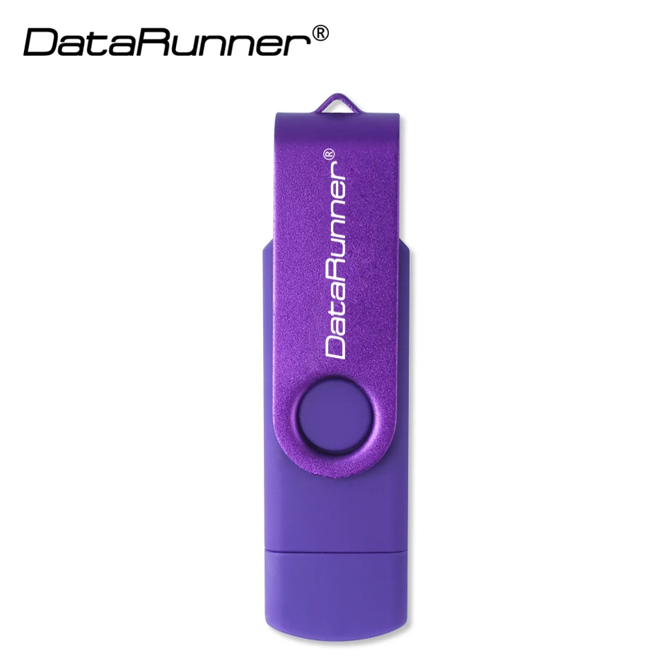 DataRunner USB 2.0 Flash Drive OTG Pen Drive 128GB USB Stick 8GB 16GB 32GB 64GB Pendrive Flash Disk voor MicroUSB Android/PC: Paars / 32GB