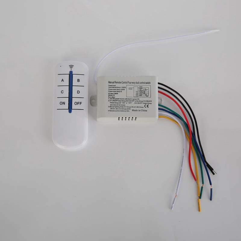 220V 4 Channel Wireless Light Remote Control Wireless Switch Receiver Transmitter For Lamp & Light ON/OFF