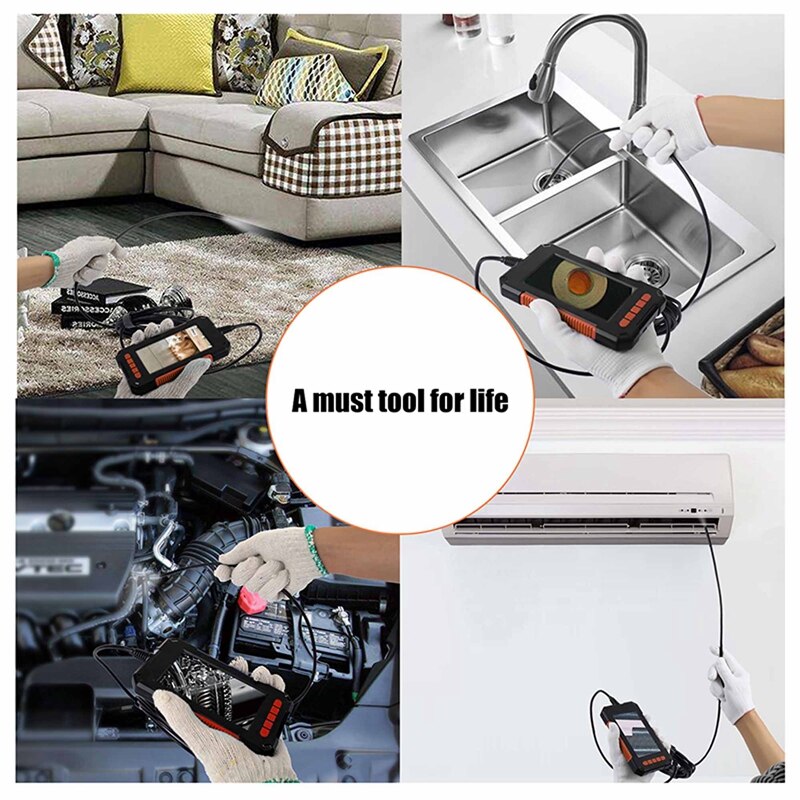 Industrial Endoscope Camera 1080P Screen Borescope Inspection Car Repair Tools