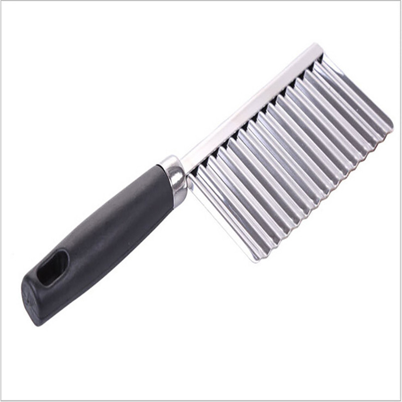 Stainless Steel Potato Wavy Edged Knife Gadget Vegetable Fruit Potato Cutter Peeler Cooking Tools Kitchen Knives Accessories: black