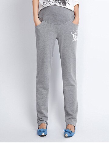 Pantalon de maternité et Capris pour mamans, pantalon de grossesse pour femmes enceintes: Gray  Autumn / XL