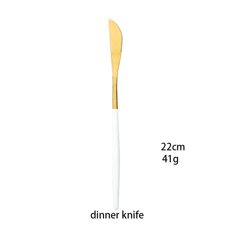 White Gold Flatwar Fork Knife Spoon Set Cutlery Tableware 1pc Dinning Table Steel Kitchen Complete Dinner Set for: Knife