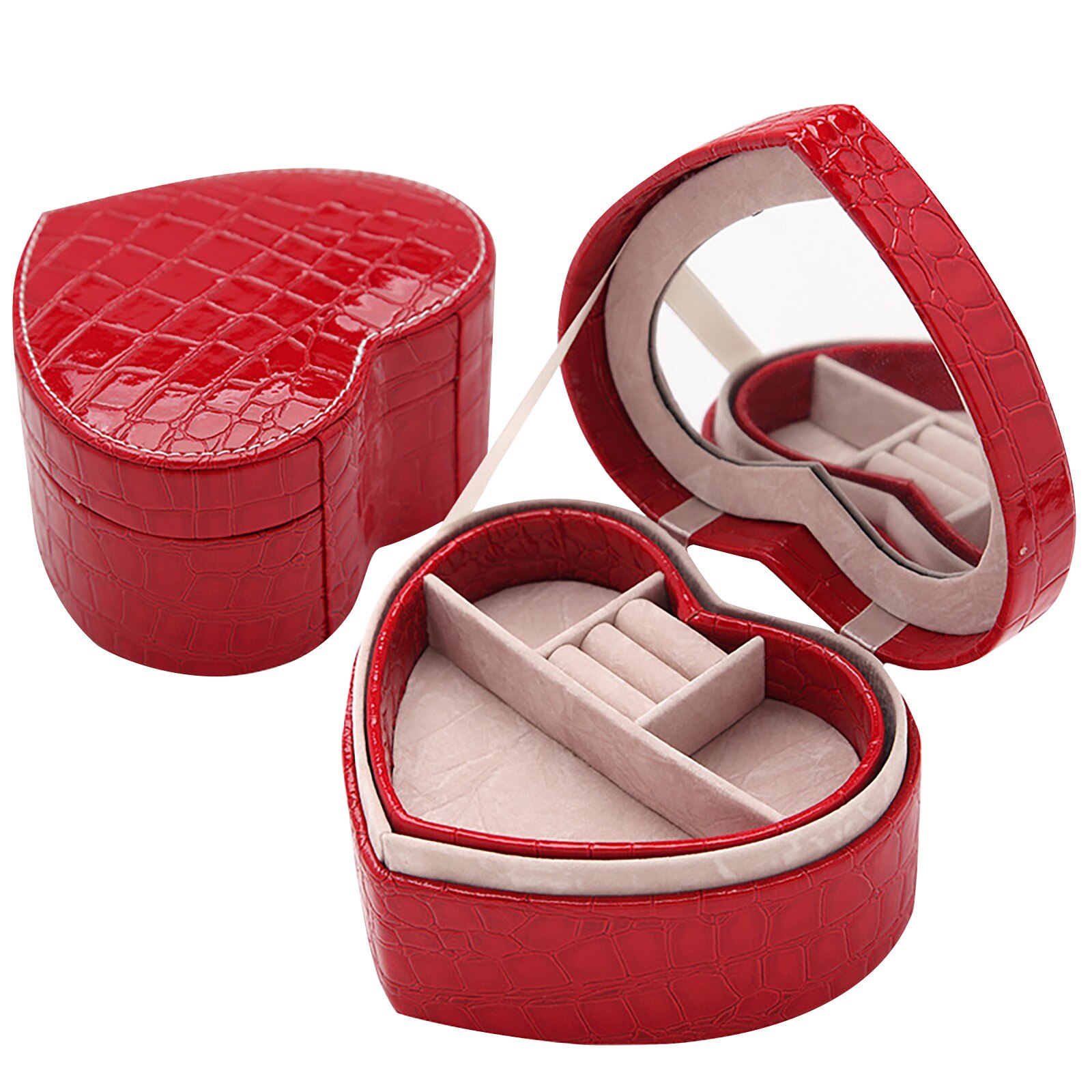 Portable Leather Heart Shaped earrings storage box Special jewelry storage box Small objects Organizer organizador de maquillaje