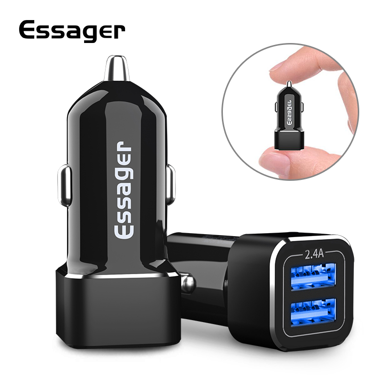 Essager dupla usb carregador de carro para iphone samsung xiaomi redmi nota 8 9 pro carregamento rápido adaptador carregador de carro do telefone móvel