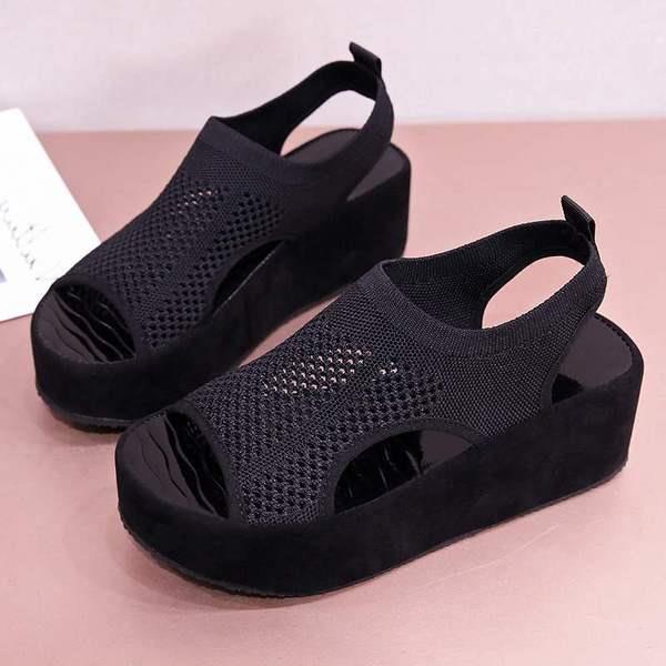 Ökande höjd skor sandaler remmar slip-on loafers sommar dam klara klackar platt plattform kvinnlig sko träskor kil: 1 / 38