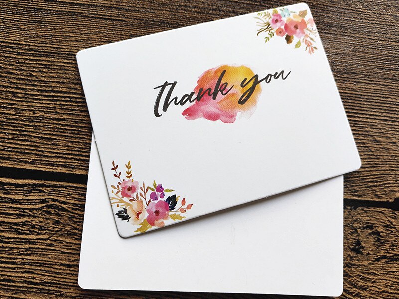 50pcs/lot product Rectangle FLOWER card "Thank you " Small message card Writable card 6x8cm decoration card