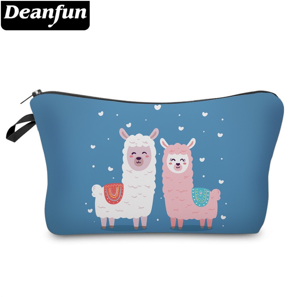 Deanfun Wasserdicht Weiß Lama Blau Kosmetik Tasche Herz Rosa Alpaka machen-hoch Tasche Necessaire Liebe 51375