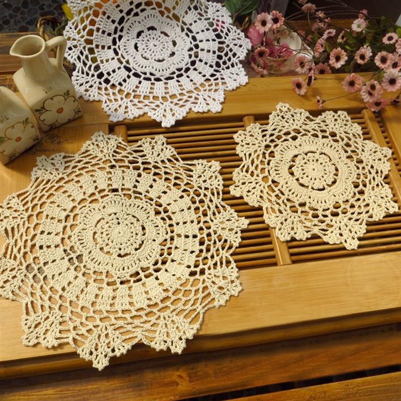 Mantel Individual redondo de algodón de , taza de posavasos, Mantel Individual para mesa de Navidad de cocina, paño de encaje, Crochet, para té y café