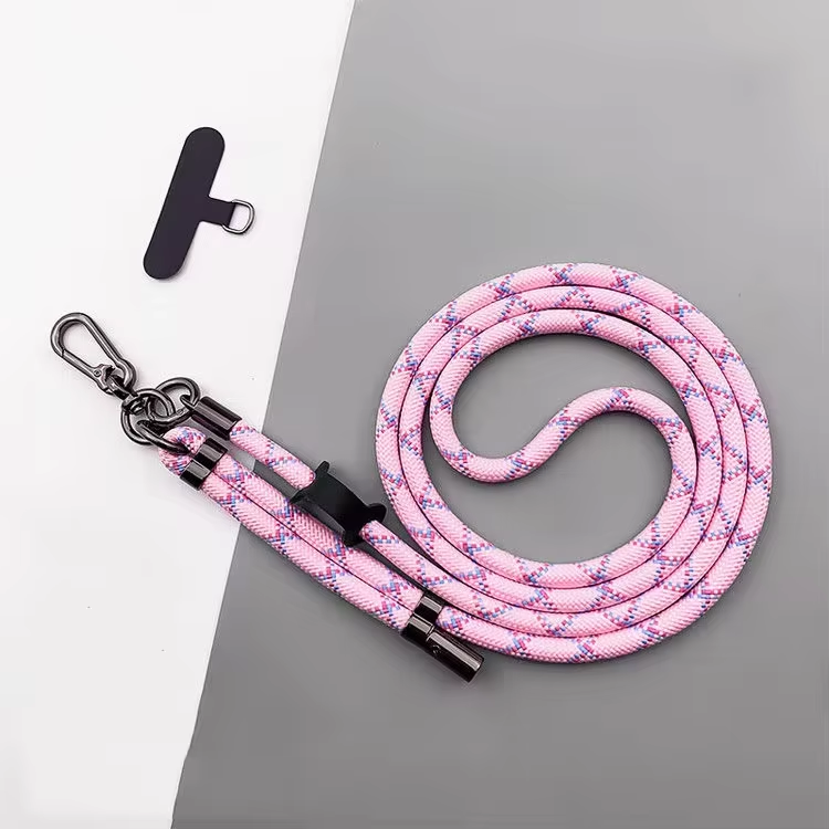 8MM x 120CM Vet Lange Mobiele Telefoon Lanyard Universele Crossbody Opknoping Schouderriem Afneembaar Nekkoord Anti-verloren Lanyard: Roze