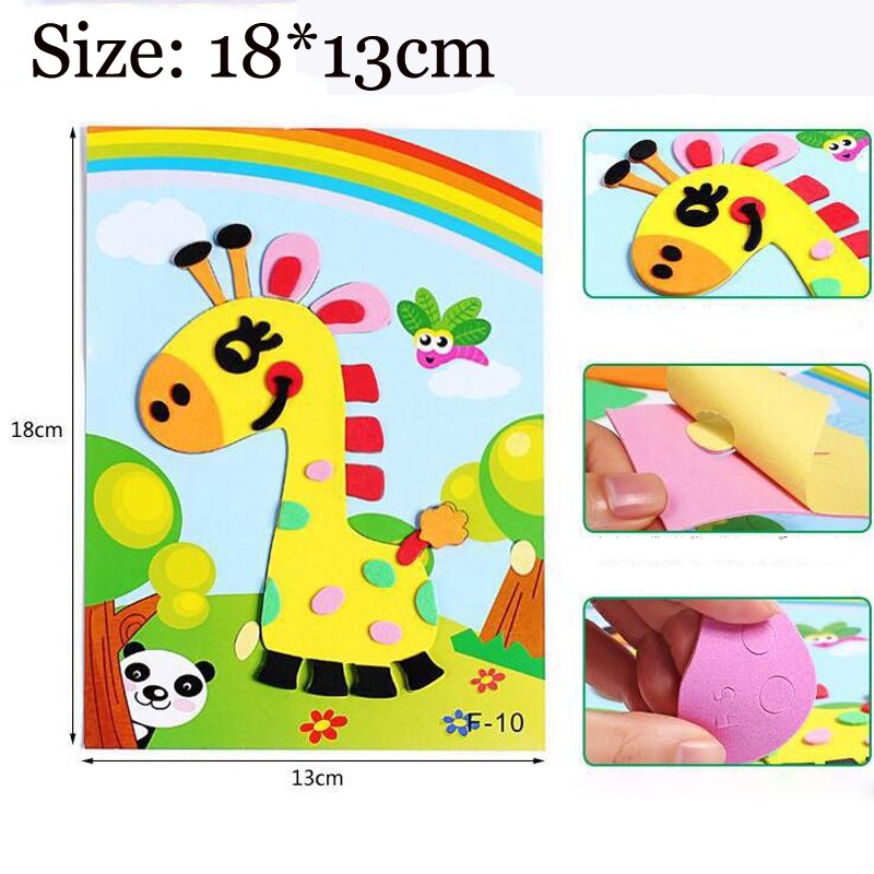 Kids DIY Craft Educational Toys for Children Puzzle 3D EVA Foam Painting Sticker Cartoon Animal Puzzles Toys Baby Handmade Game