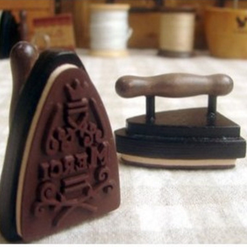 DIY Cute Wooden Vintage Flatiron Stamps Iron Merci Stamp for Diary Photo Album 639