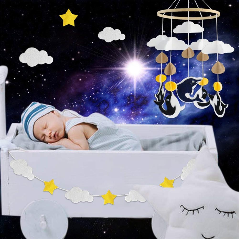 Spjälsäng mobil med krans delfin säng klocka barnkammare dekor takdekorationer baby shower