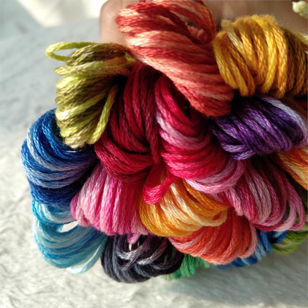 WUYU Royalbroderie Egyptian Long-staple Cotton Cross Stitch Thread Hand Embroidery 18 Space-dyed Colors Knitting Crafts Floss s