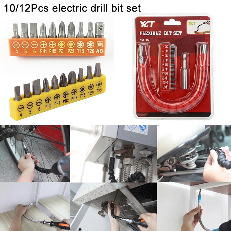 10Pcs Insert Bit Set Torx Flat Head Cross Electric Screwdriver Screws Head