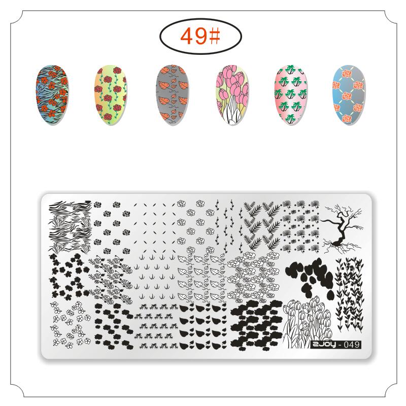 Serie Zjoy placas de estampado para manicura Estilo de China onda grulla salvaje Gazebo dados bambú serie Plantilla de sellos para decoración DIY manicura: 49