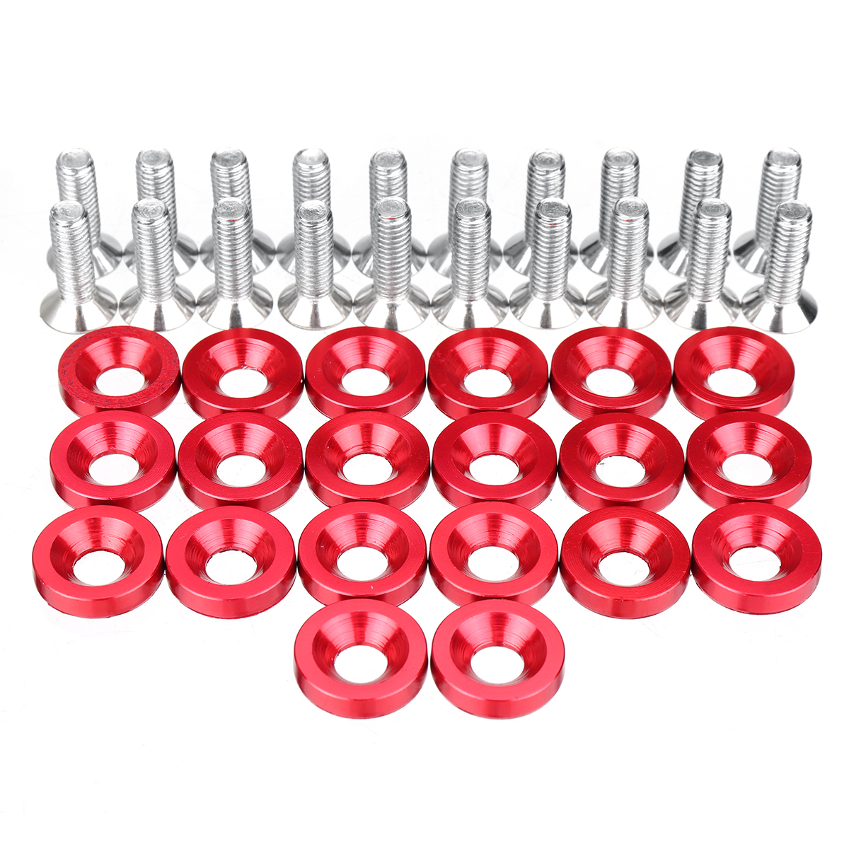 40 stks M6 Aluminium Auto Gemodificeerde Hex Bevestigingsmiddelen Spatbord Wasmachine Bouten JDM Bumper Motor Concave Schroeven Universele: Rood