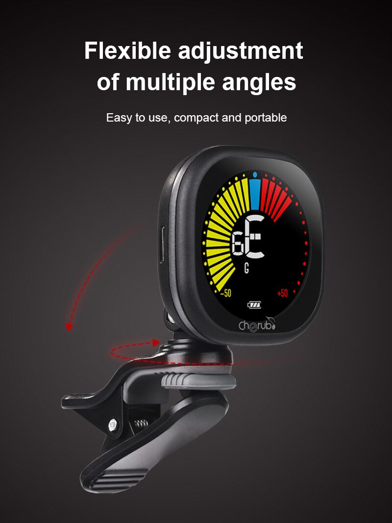 Cherub WST-670 Electric Guitar Tuner Pedal Clip On Mini LCD Display USB Tuners Rechargeable For Chromatic Guitar Violin