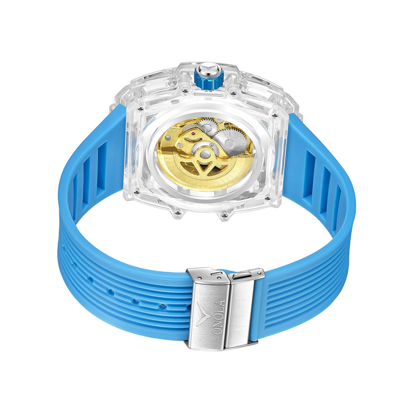 Luxe Herenhorloge Onola Plastic Transparante Holle Volautomatische Mechanische Horloges Heren Waterdichte Klok