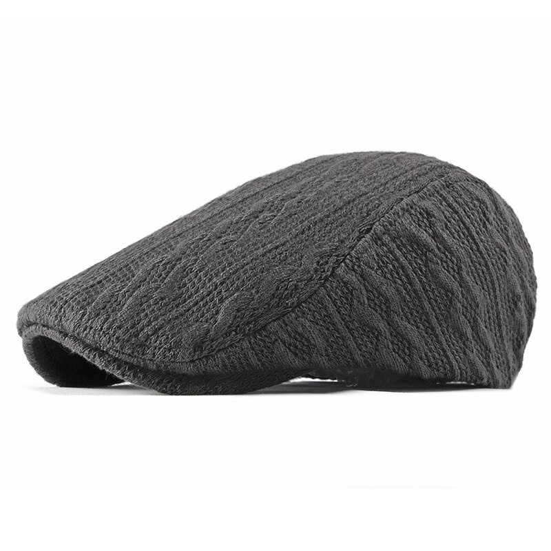 Fibonacci dames heren krantenjongensmuts breien nylon baret mutsen voor heren herfst winter platte petten: Grijs