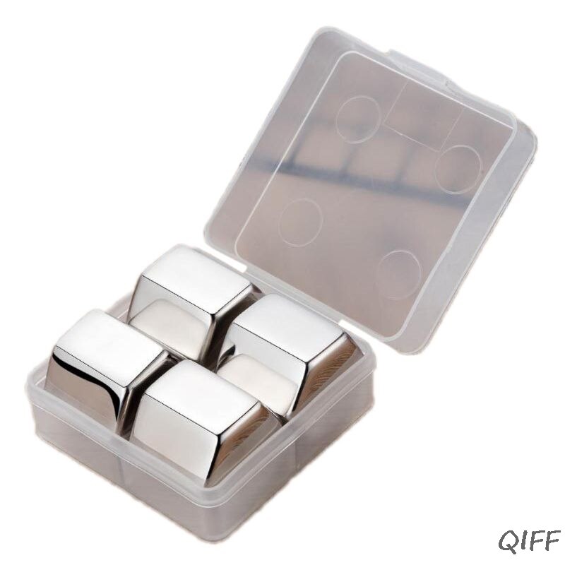 Hexagon Stainless Steel Ice Cubes Reusable Bar Whiskey Cooler Chilling Stones QX2E: A