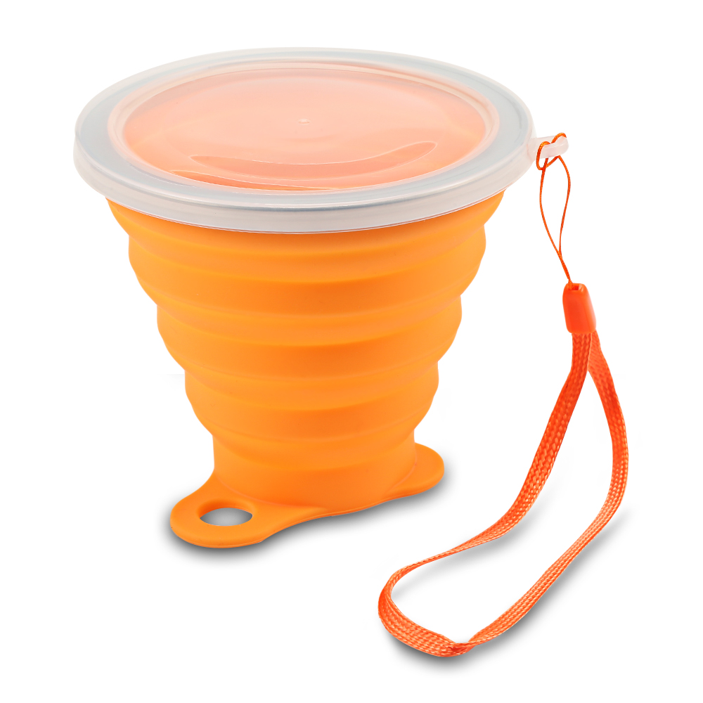 270ml Silikon Falten Wasser Flasche Tasse Mit Schlüsselband/Staubdicht Abdeckung Deckel Außen Kaffee Tee Milch Tassen Versenkbare Reise copa