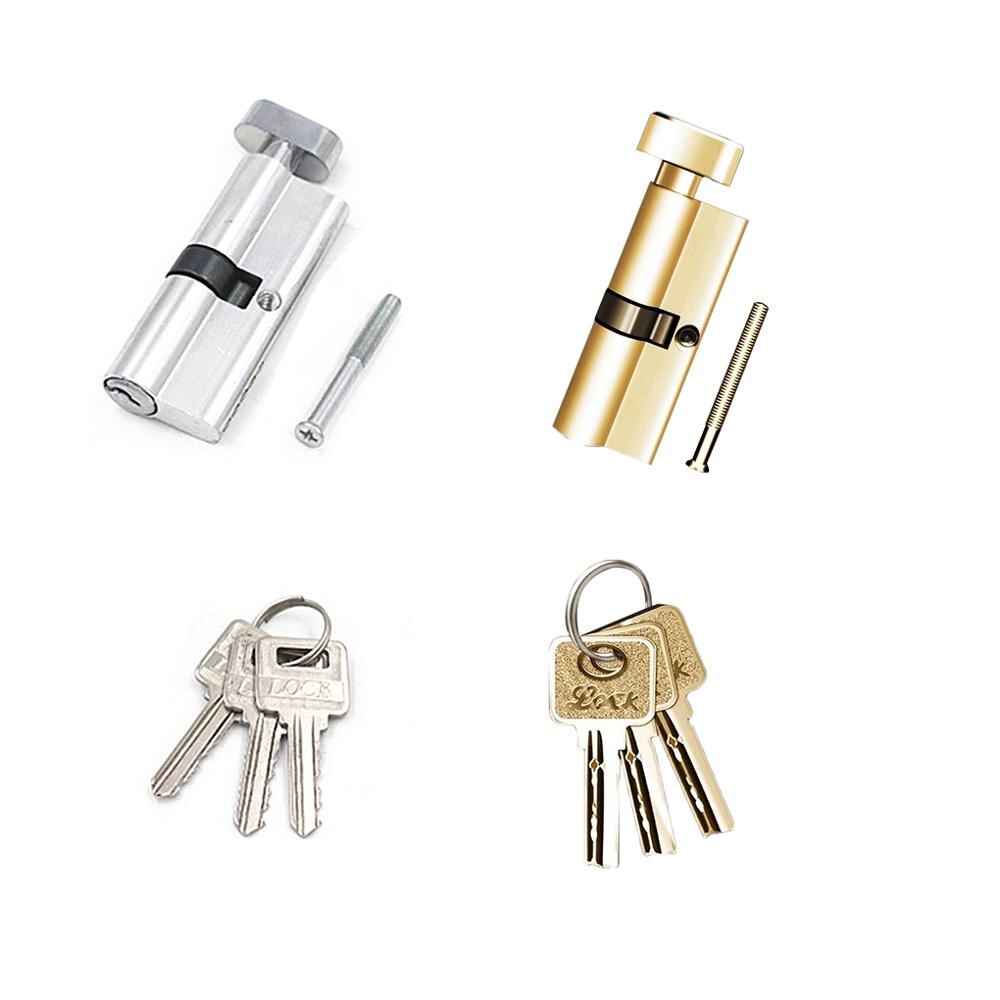 2pcs Thumb Revolving Door Lock Household Room Door Brass Lock Cylinder Tamper-Proof Anti-Drilling Universal Door Lock Hardware