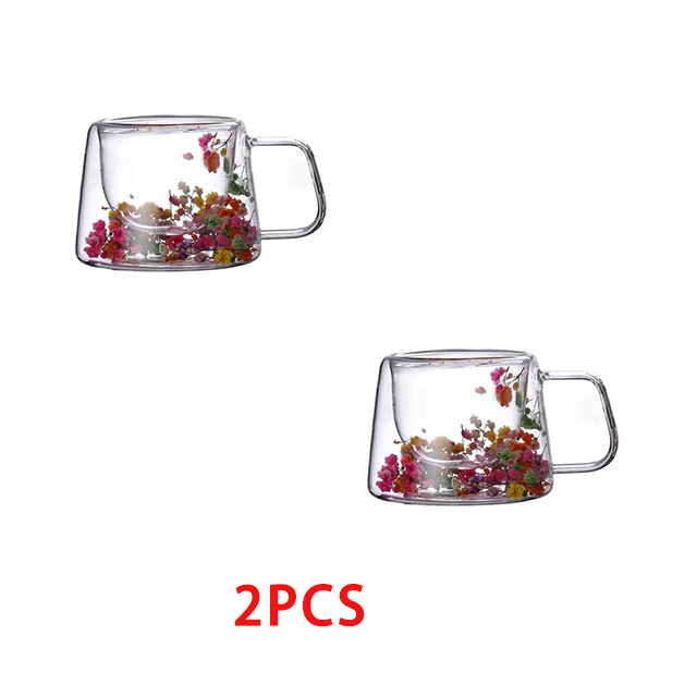 YWDL 1/2/4pcs Double Wall Coffee Mug Heat-resistant Espresso Cup Clear Glass Cup For Cappuccino Tea Water Drinkware: WHITE