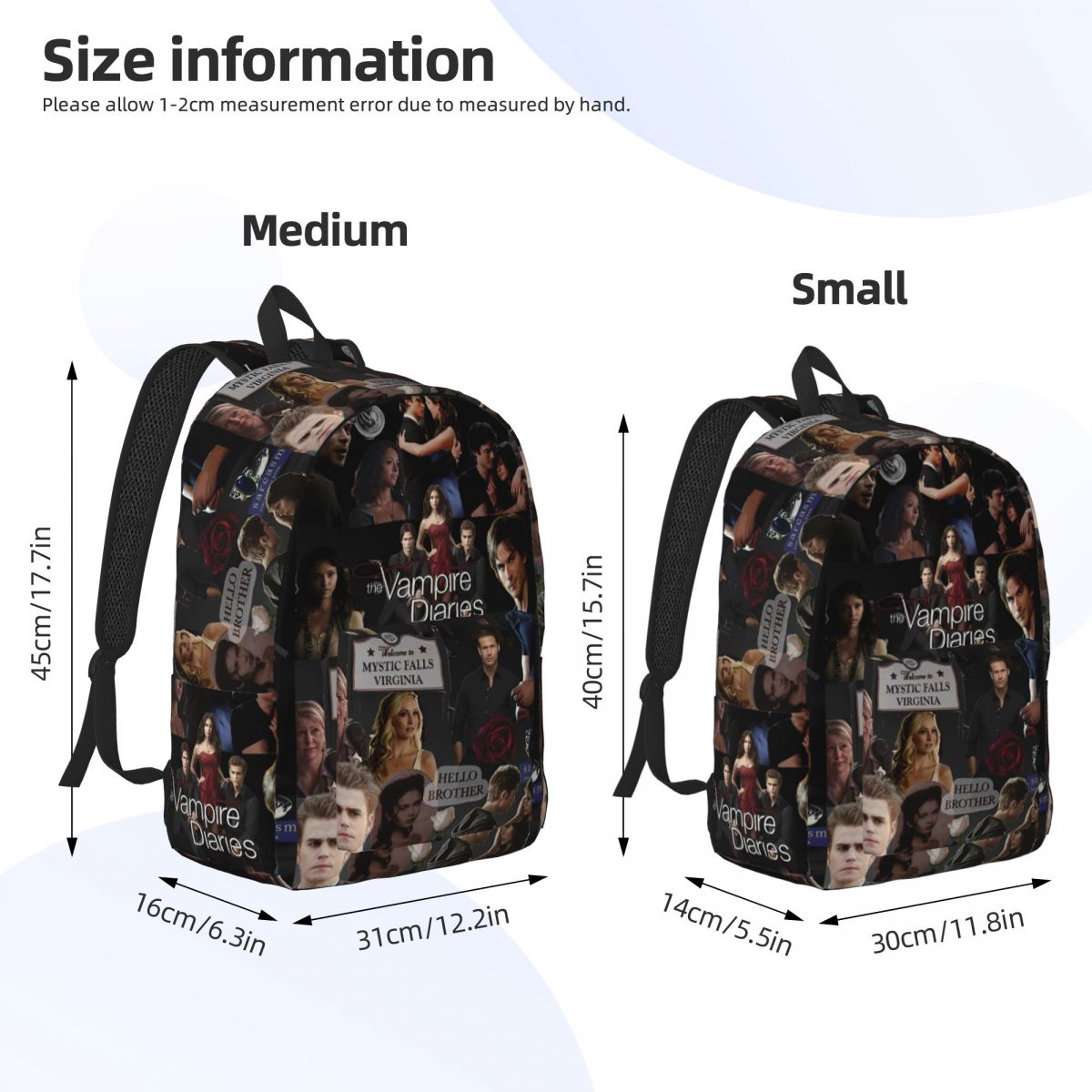 The Vampire Diaries Collage Backpack for Men Women Casual Student Business Daypack TV Series Laptop Canvas Bags Sports