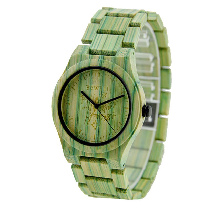 BEWELL Top femmes montres à la main naturel coloré bambou en bois homme montre analogique Quartz montre-bracelet 105DG: 105DG