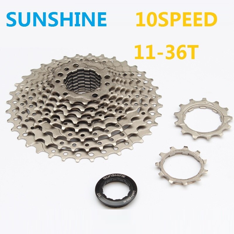 SUNSHINE 10 Speed MTB Mountainbike Cassette Vrijloop 11-36T Sliver Fiets Achter Hub Vliegwiel Chainwheel Compatibel Shi -mano