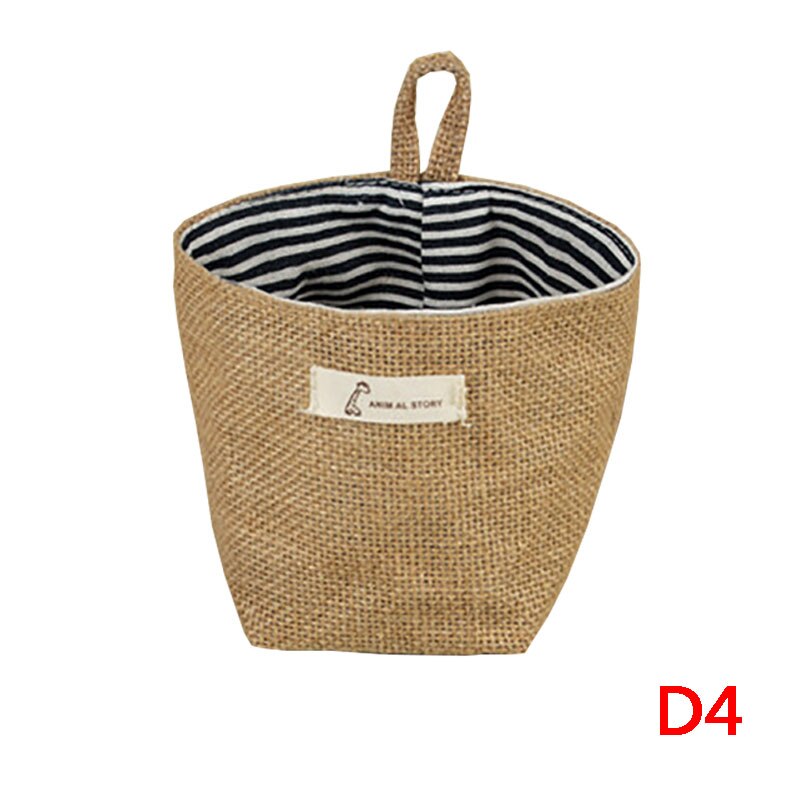 Cotton And Linen Hanging basket storage bag Folding Toy Laundry Basket Sundries Organizer Pocket Organizer Hanging Bag: D