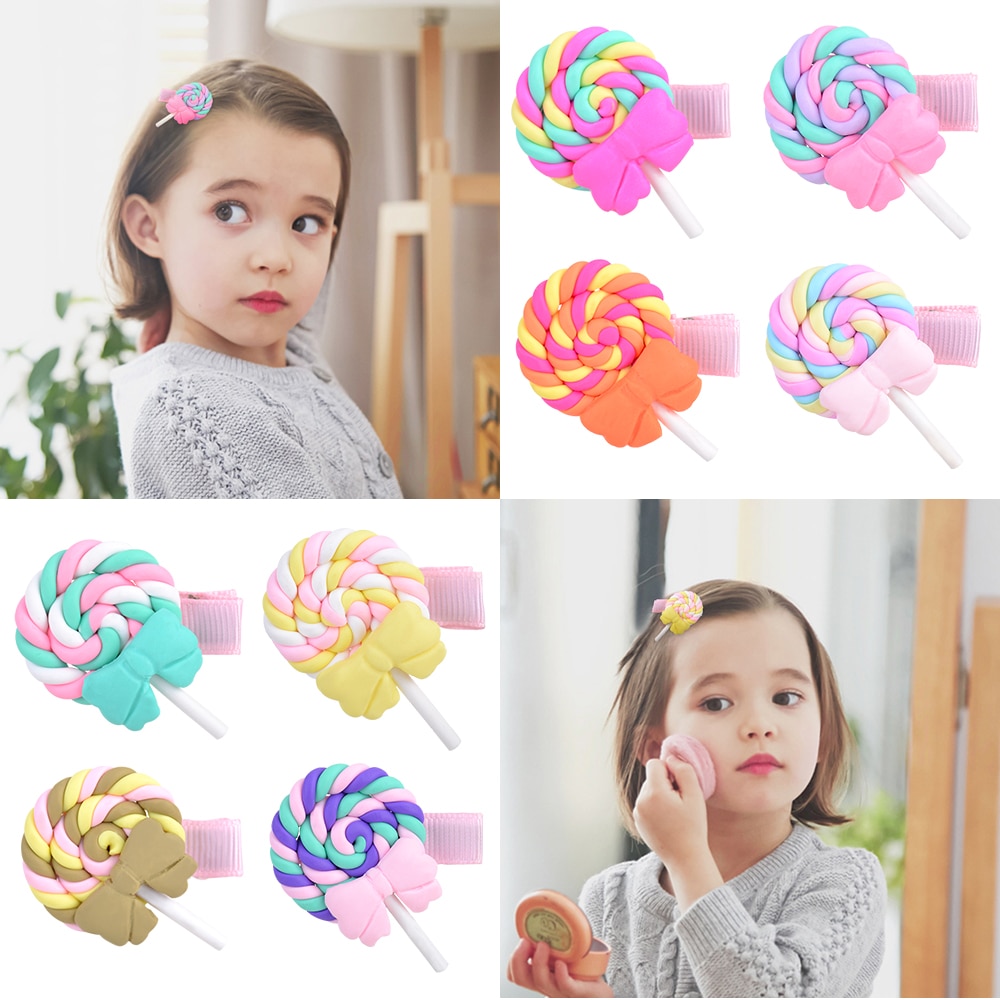 Mooie Lolly Vorm Haar Clip Voor Baby Meisjes Cartoon Regenboog Haarspelden Boutique Handgemaakte Haarspeldjes Hoofddeksels Haar Accessories118