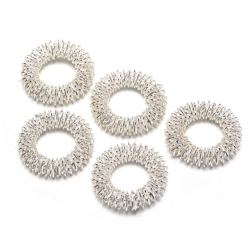 5Pcs Finger Massage Ring Acupuncture Ring Health Care Body Massager Relax Hand Massage Finger Lose Weight: Silver(5Pcs)