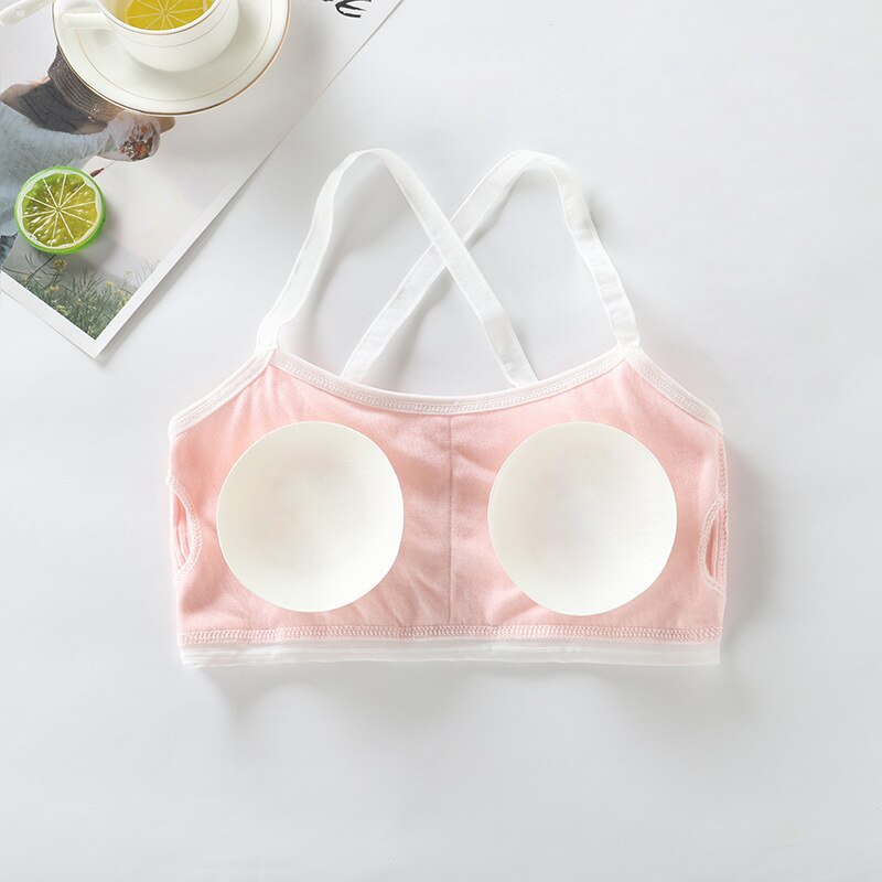 5 stk børn brystpleje ensfarvet pige bh teenage unge undertøj børn piger crop aftagelig vest pubertet tube top