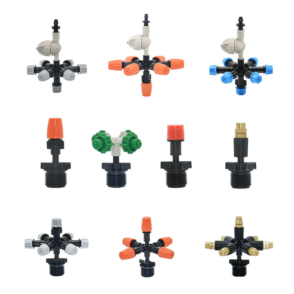 1/2" Mist Sprinkler 1/4/5/7-way Fog Sprinkler Nozzle Adjustable Misting Water Automatic Flower Watering Garden Atomizer