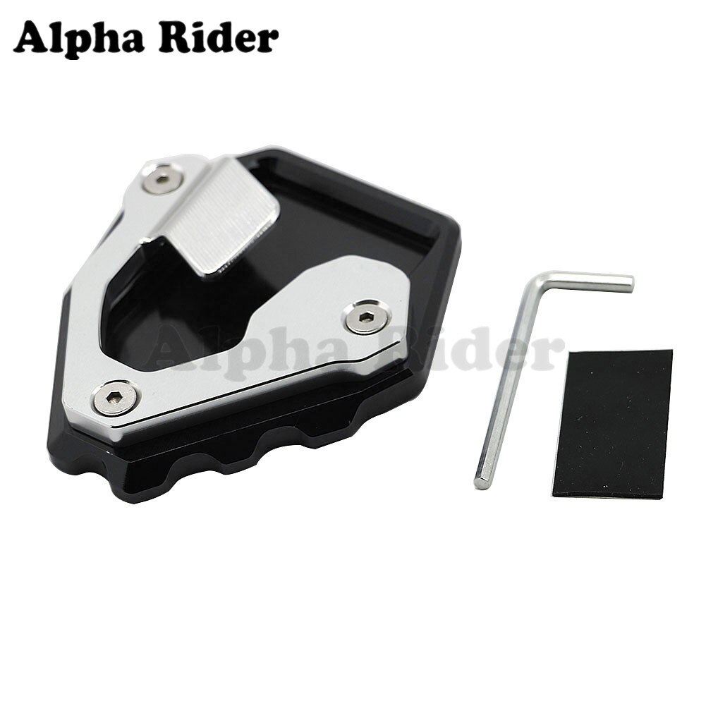 5 Colors For Honda African Twin CRF1000L Kickstand Side Stand Extension Base Plate Pad Foot Support Enlarger: Black with Silver