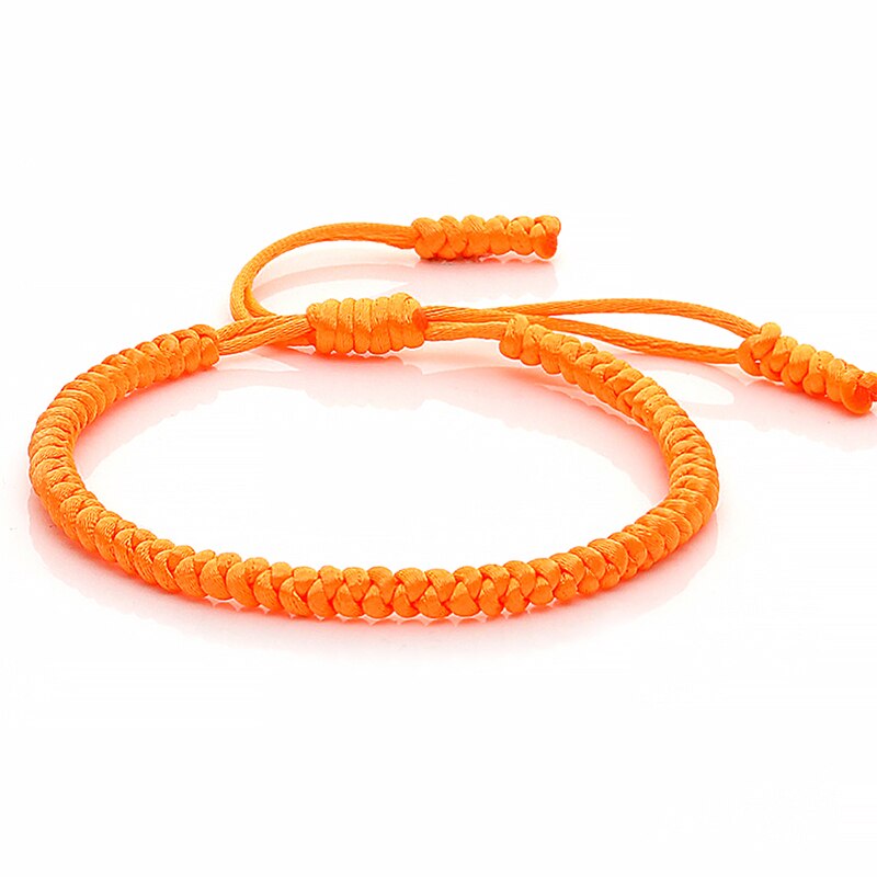 Mode Vrouwen Armband Handgemaakte Tibetaanse Boeddhistische Lucky Charms Verstelbare Knopen Touw Mannen Armbanden En Armbanden Meisjes Gevlochten Sieraden: Orange