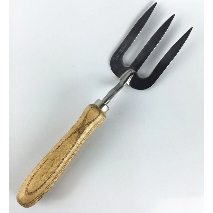 Garden Tools Stainless Steel Hand Fork with Wooden Handle Traditional Handheld Digging Fork for Planting Flowers &amp; Vegetables