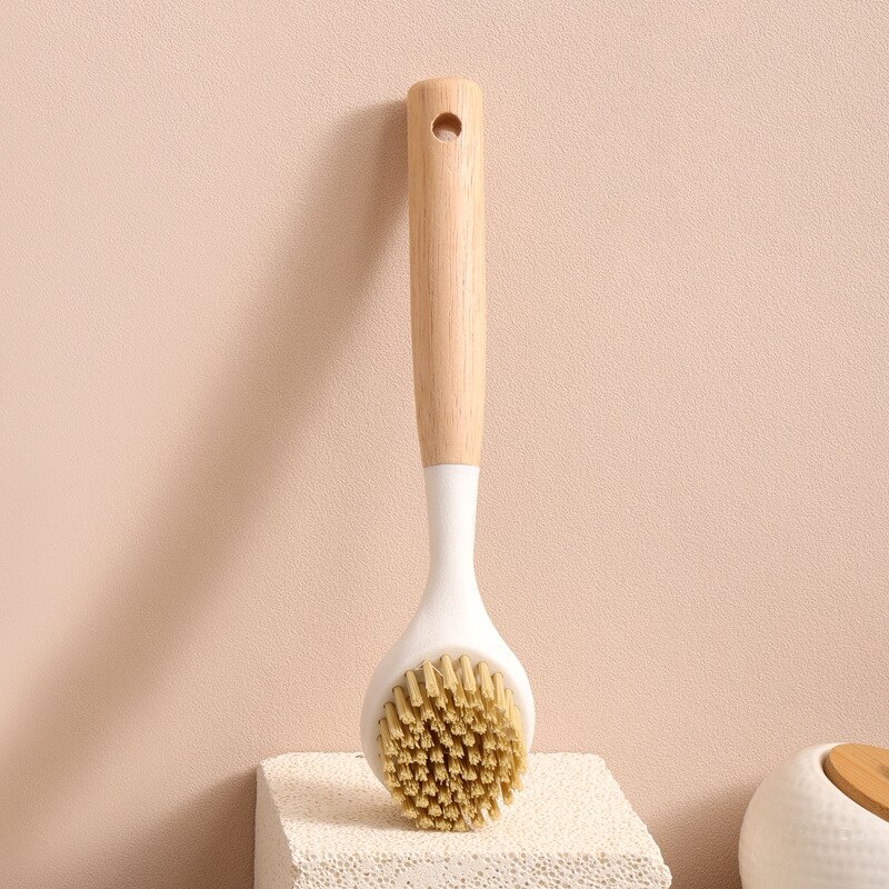 Cepillo para lavar platos con mango de madera, 1 piezas, no daña la olla, para cocina, uso doméstico
