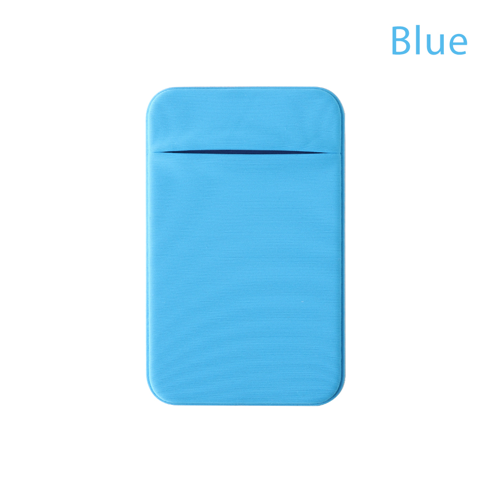 1Pc Elastische Stretch Lycra Lijm Mobiele Telefoon ID Credit Kaarthouder Sticker Pocket Wallet Case Kaarthouder voor iphone smartphone: A-blue