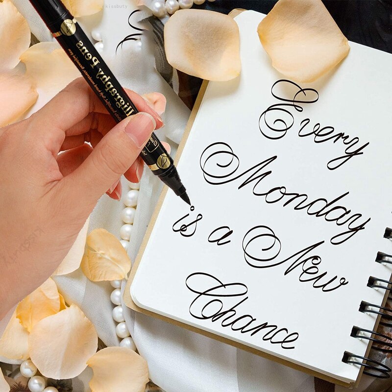 3/6PCS Dual Tip Pen Black Calligraphy Brush Pen Lettering Pens Art Marker White Pen for Beginners Writing Sketches Art Drawings