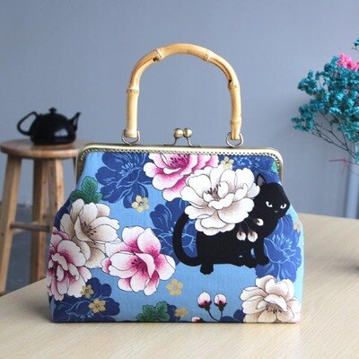 B008 Bamboo section Handle 25CM purse frame Kits Material package Non-finished products DIY sewing Coin Purse handbag: Gold