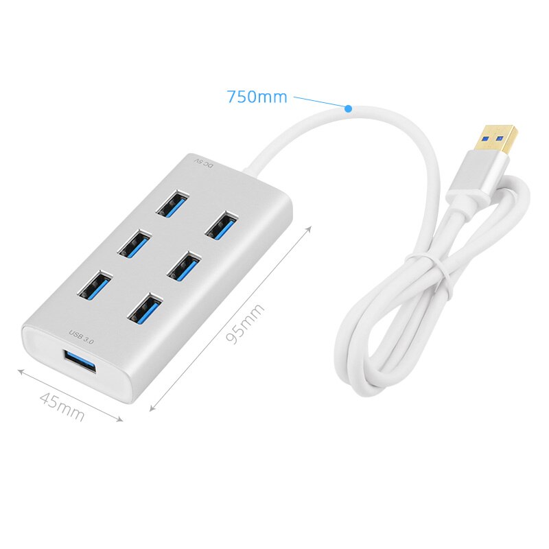 USB 3.0 HUB 7 Ports Schnelle Splitter Netzteil Lade Multi-interface Für Mac iPad iPhone Android WinXP 7 8 datum Übertragung