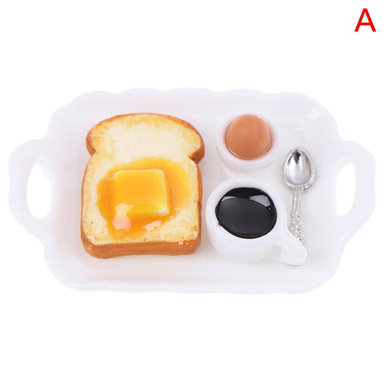 1/12 Mini Frühstück Ei Toast Kaffee Tasse Modell Miniatur Puppenhaus Spielen Küche Restaurant Zubehör Puppe Lebensmittel Spielzeug: A